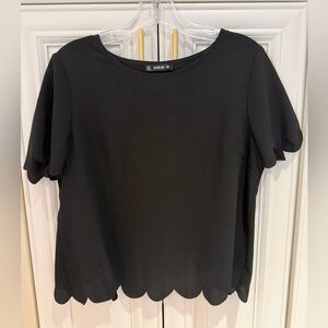 SHEIN Elegant Black Scalloped Blouse